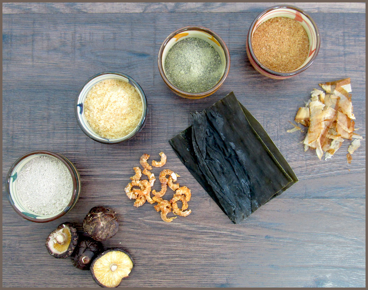 Asiatisches Würzpulver aus Shiitake, Kombu, Shrimps und Bonito