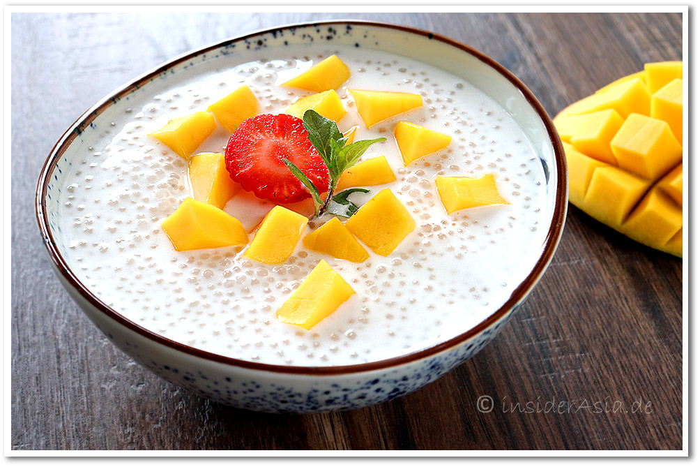 Tapiokaperlen mit Mango und Kokosmilch