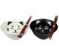 Preview: Asia Bowls, black & white, Katze