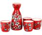 Preview: Rotes Sake-Set mit Blumenmotiv