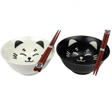 Asia Bowls, black & white, Katze