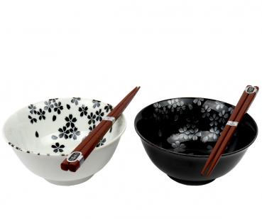 Asia Bowls, black & white, Sakura
