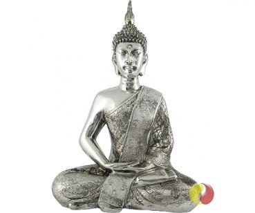 Buddha Figur, silber glänzend