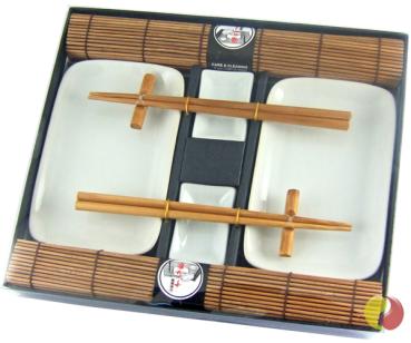 Geschirr Set (10-tlg., weiß / braun)