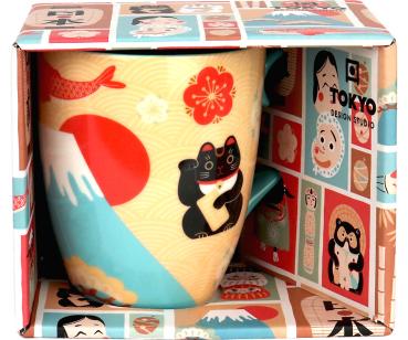 Kawaii-Becher in Sandfarbe - In Geschenkbox