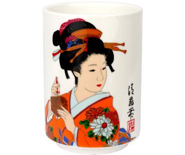 Becher mit Geisha-Motiv