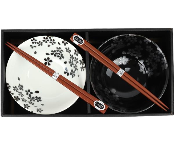 Asia Bowls, black & white, Sakura