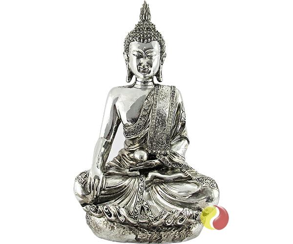 Buddha Figur, sitzend auf Podest