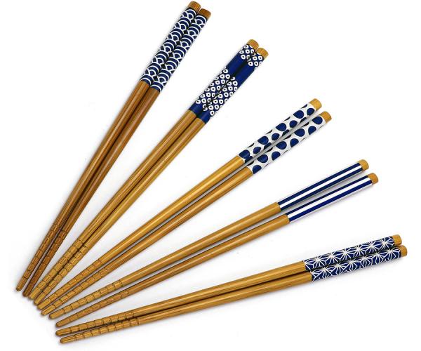 Essstäbchen-Set 'Blaue Ornamente'