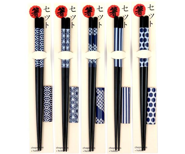 Essstäbchen-Set mit Ablage 'Blaue Motive' Essstäbchen-Set mit Ablage 'Blaue Motive'