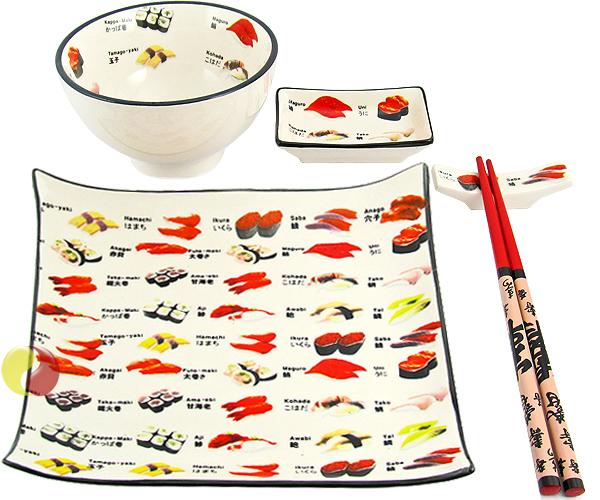 Geschirr Set (5-tlg., Sushi-Motiv), 1 Person