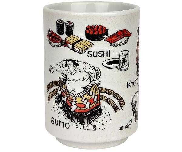 Japanischer Becher mit Motiv (Sumo, Sushi) Japanischer Becher mit Motiv (Sumo, Sushi)