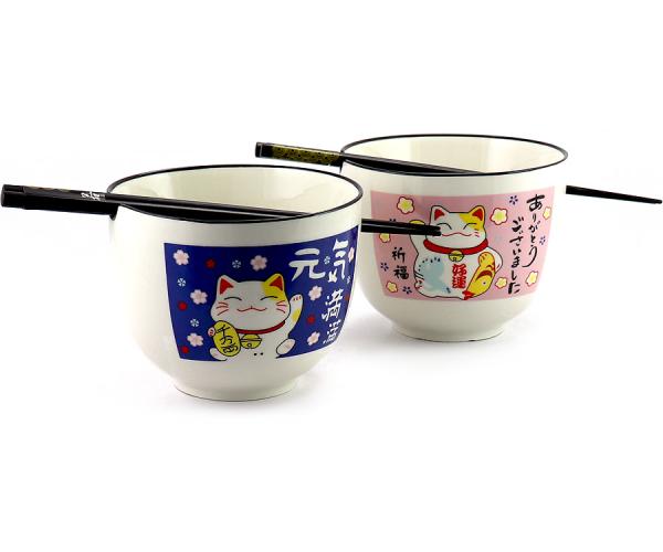Sobaschüssel-Set (Maneki-Neko)