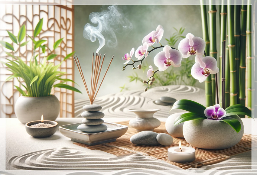 Spa-Wellness: Orchidee und Zen-Stein